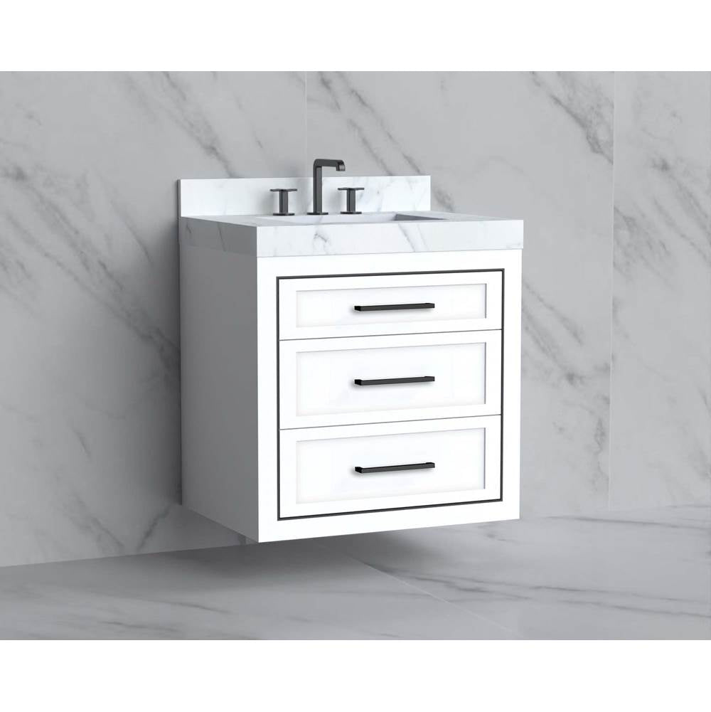 Madeli - Madeli Renaissance 30'' Wall hung Vanity Cabinet in White/HW: Handles Polished Nickel(PN) - White With Polished Nickel