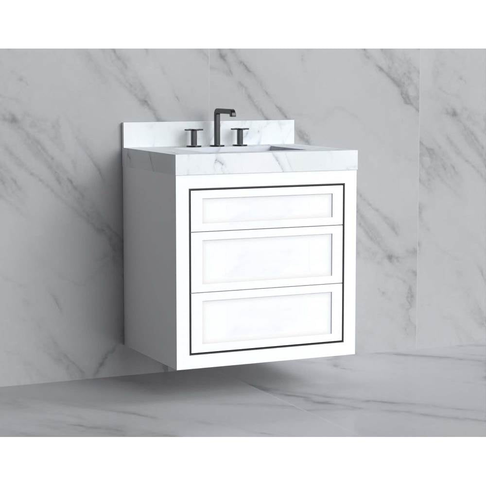 Madeli - Madeli Renaissance 30'' Wall hung Vanity Cabinet in White - No Handles - Inlay in Matte Black(MB) - White With Matte Black