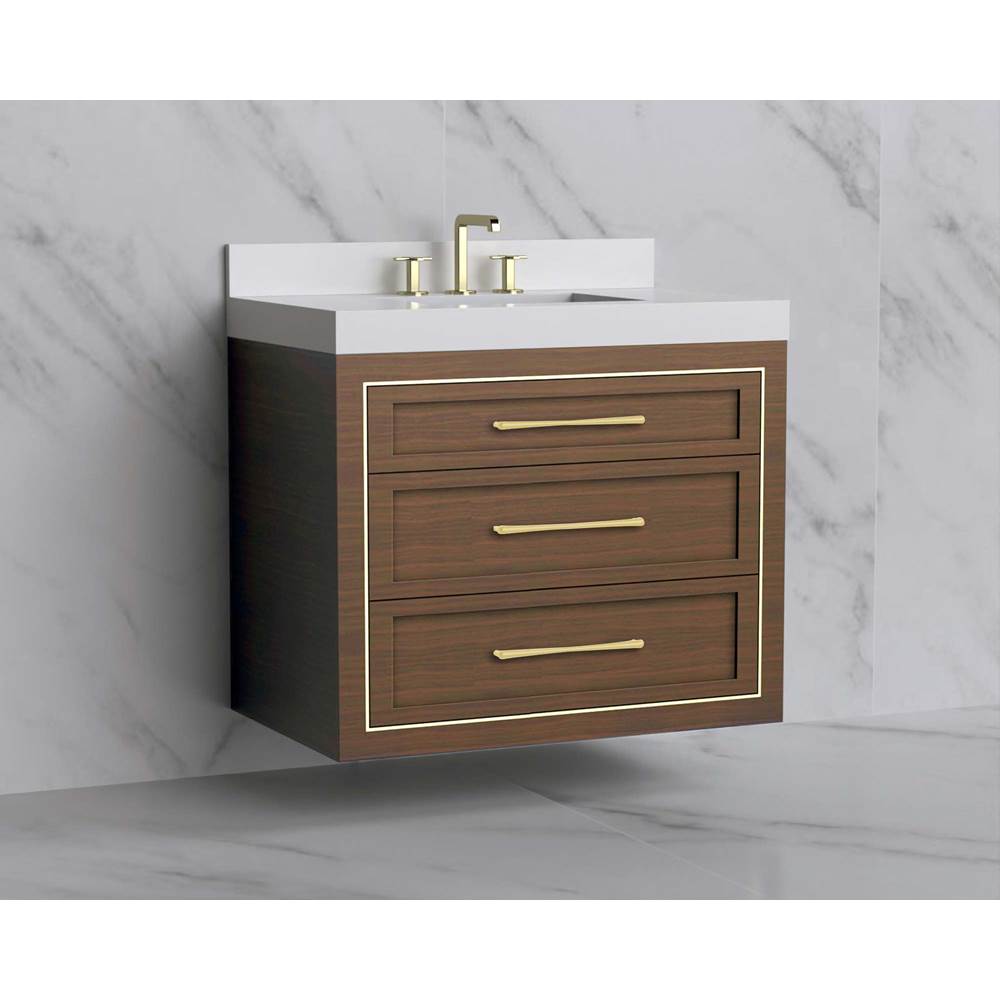 Madeli - Madeli Renaissance 36'' Wall hung Vanity Cabinet in Brandy/HW: Handles Brushed Nickel(BN) - Brandy With Brushed Nickel