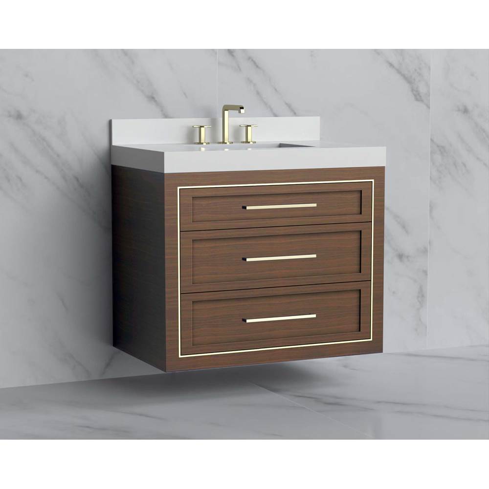 Madeli - Madeli Renaissance 36'' Wall hung Vanity Cabinet in Brandy/HW: Handles Polished Nickel(PN) - Brandy With Polished Nickel
