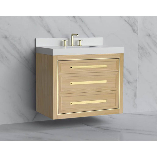 Madeli - Madeli Renaissance 36'' Wall hung Vanity Cabinet in Natural Oak/HW: Handles Brushed Nickel(BN) - Natural Oak With Brushed Nickel