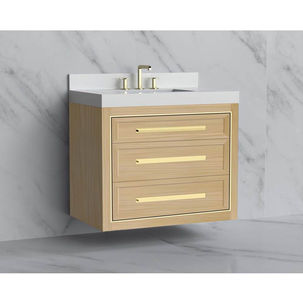 Madeli - Madeli Renaissance 36'' Wall hung Vanity Cabinet in Natural Oak/HW: Handles Matte Black(MB) - Natural Oak With Matte Black
