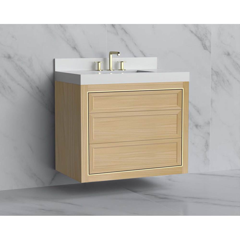 Madeli - Madeli Renaissance 36'' Wall hung Vanity Cabinet in Natural Oak/HW: No Handles - Inlay Brushed Nickel(BN) - Natural Oak With Brushed Nickel