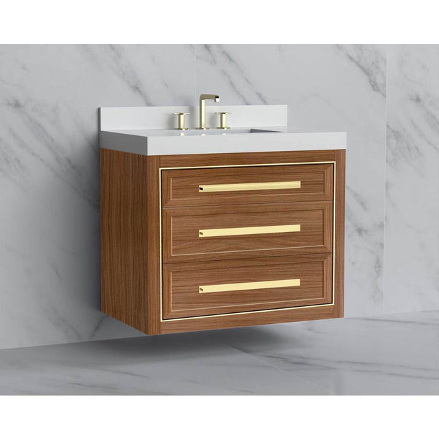 Madeli - Madeli Renaissance 36'' Wall hung Vanity Cabinet in Natural Walnut/HW: Handles Matte Black(MB) - Natural Walnut With Matte Black
