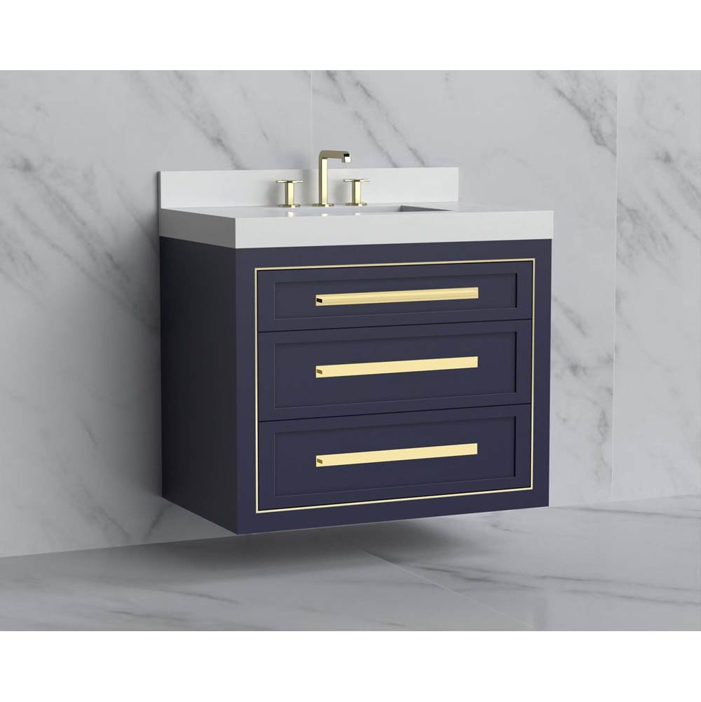 Madeli - Madeli Renaissance 36'' Wall hung Vanity Cabinet in Sapphire/HW: Handles Matte Black(MB) - Sapphire With Matte Black