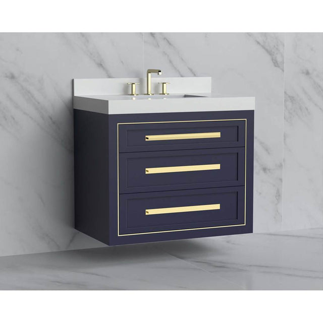 Madeli - Madeli Renaissance 36'' Wall hung Vanity Cabinet in Sapphire/HW: Handles Matte Black(MB) - Sapphire With Matte Black