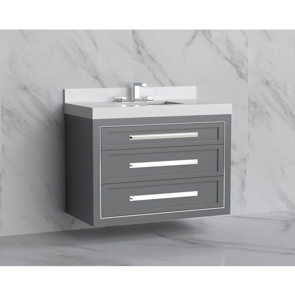 Madeli - Madeli Renaissance 36'' Wall hung Vanity Cabinet in Studio Grey/HW: Handles Polished Chrome(PC) - Studio Gray With Polished Chrome
