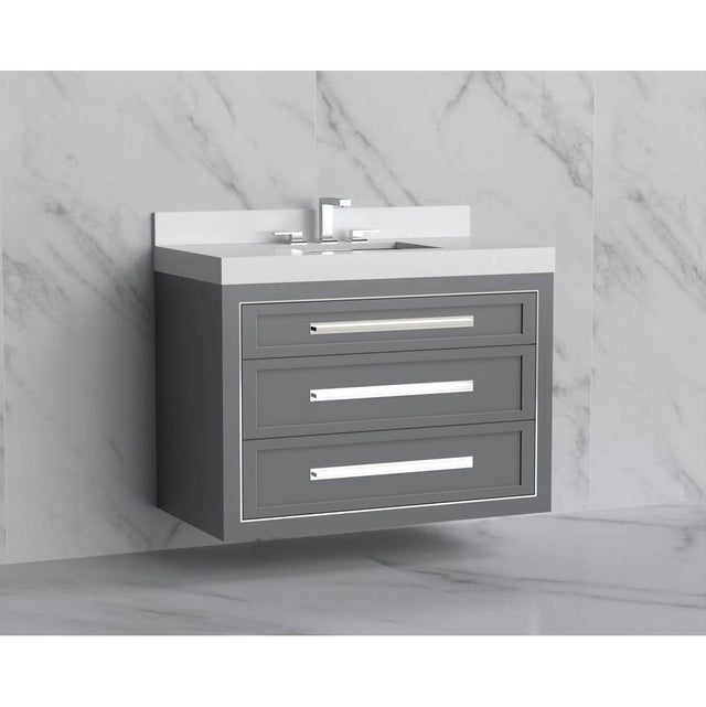 Madeli - Madeli Renaissance 36'' Wall hung Vanity Cabinet in Studio Grey/HW: Handles Polished Chrome(PC) - Studio Gray With Polished Chrome