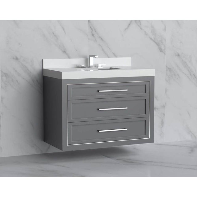 Madeli - Madeli Renaissance 36'' Wall hung Vanity Cabinet in Studio Grey/HW: Handles Satin Brass(SB) - Studio Gray With Satin Brass