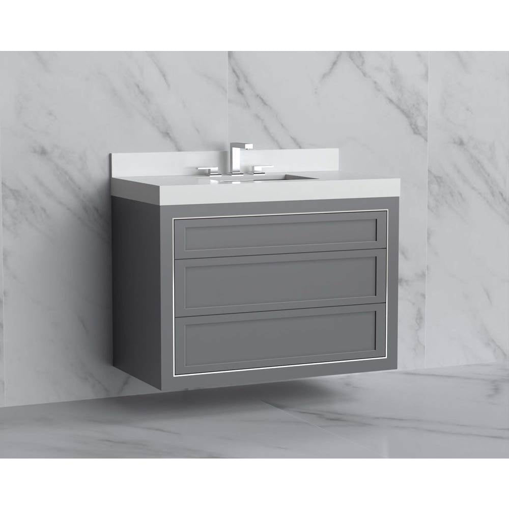 Madeli - Madeli Renaissance 36'' Wall hung Vanity Cabinet in Studio Grey - No Handles - Inlay in Matte Black(MB) - Studio Gray With Matte Black
