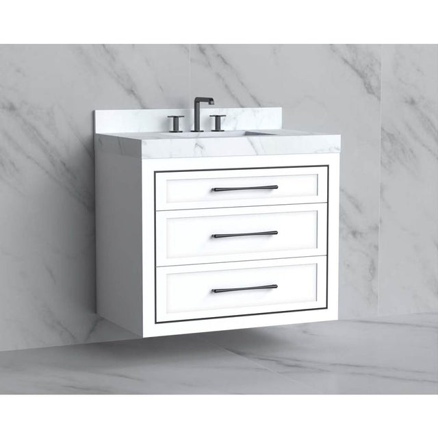 Madeli - Madeli Renaissance 36'' Wall hung Vanity Cabinet in White/HW: Handles Matte Black(MB) - White With Matte Black