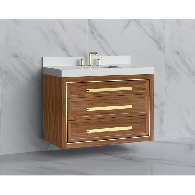 Madeli - Madeli Renaissance 42'' Wall hung Vanity Cabinet in Natural Walnut/HW: Handles Matte Black(MB) - Natural Walnut With Matte Black