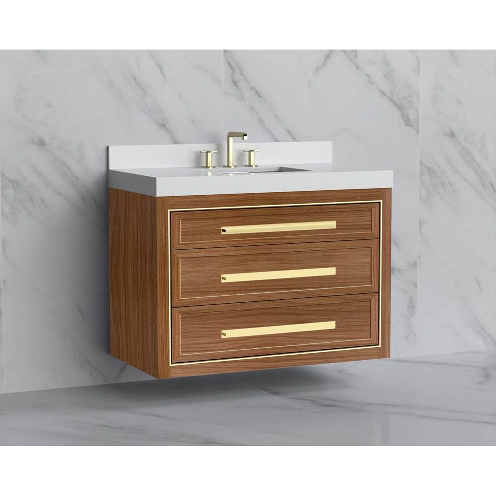 Madeli - Madeli Renaissance 42'' Wall hung Vanity Cabinet in Natural Walnut/HW: Handles Polished Chrome(PC) - Natural Walnut With Polished Chrome