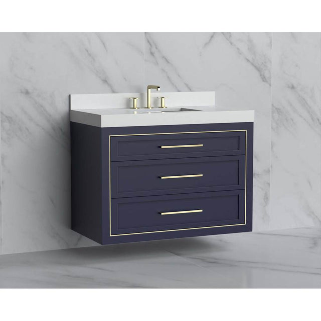 Madeli - Madeli Renaissance 42'' Wall hung Vanity Cabinet in Sapphire/HW: Handles Matte Black(MB) - Sapphire With Matte Black