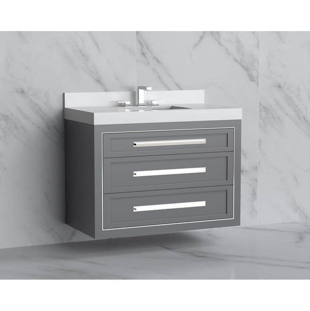 Madeli - Madeli Renaissance 42'' Wall hung Vanity Cabinet in Studio Grey/HW: Handles Polished Chrome(PC) - Studio Gray With Polished Chrome