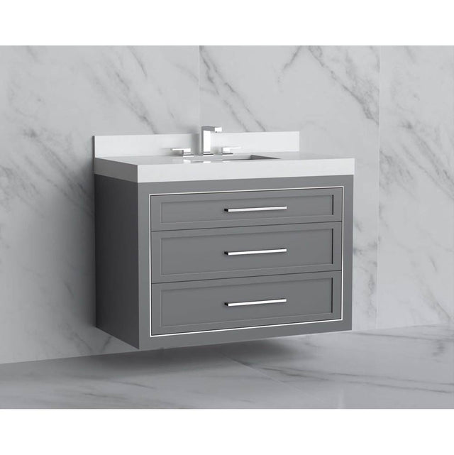 Madeli - Madeli Renaissance 42'' Wall hung Vanity Cabinet in Studio Grey/HW: Handles Polished Chrome(PC) - Studio Gray With Polished Chrome