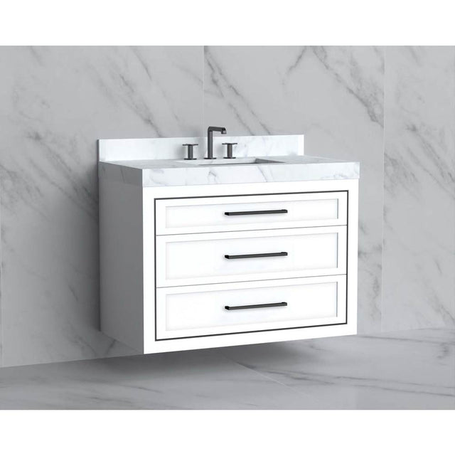 Madeli - Madeli Renaissance 42'' Wall hung Vanity Cabinet in White/HW: Handles Polished Nickel(PN) - White With Polished Nickel