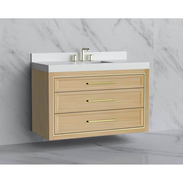 Madeli - Madeli Renaissance 48C'' Wall hung Vanity Cabinet in Natural Oak/HW: Handles Brushed Nickel(BN) - Natural Oak With Brushed Nickel