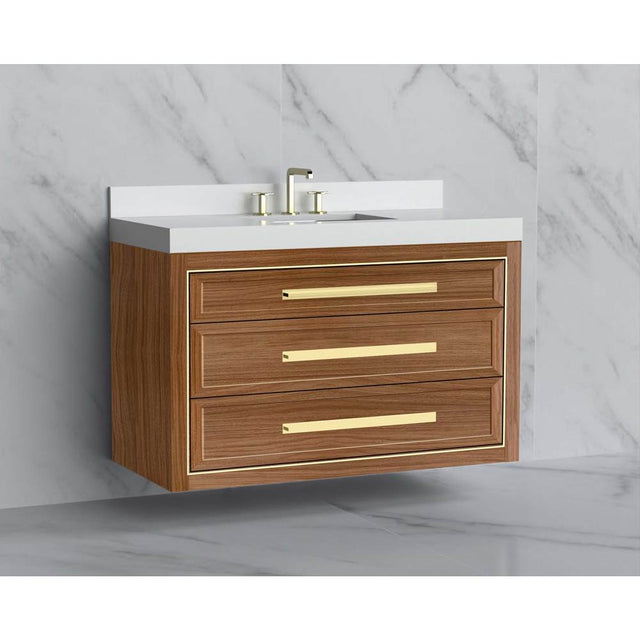Madeli - Madeli Renaissance 48C'' Wall hung Vanity Cabinet in Natural Walnut/HW: Handles Satin Brass(SB) - Natural Walnut With Satin Brass