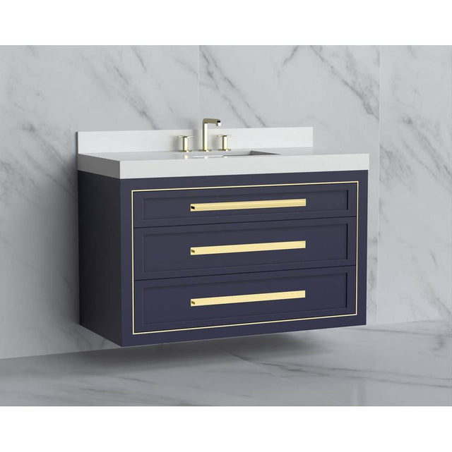 Madeli - Madeli Renaissance 48C'' Wall hung Vanity Cabinet in Sapphire/HW: Handles Matte Black(MB) - Sapphire With Matte Black