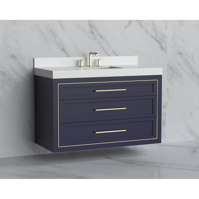 Madeli - Madeli Renaissance 48C'' Wall hung Vanity Cabinet in Sapphire/HW: Handles Matte Black(MB) - Sapphire With Matte Black