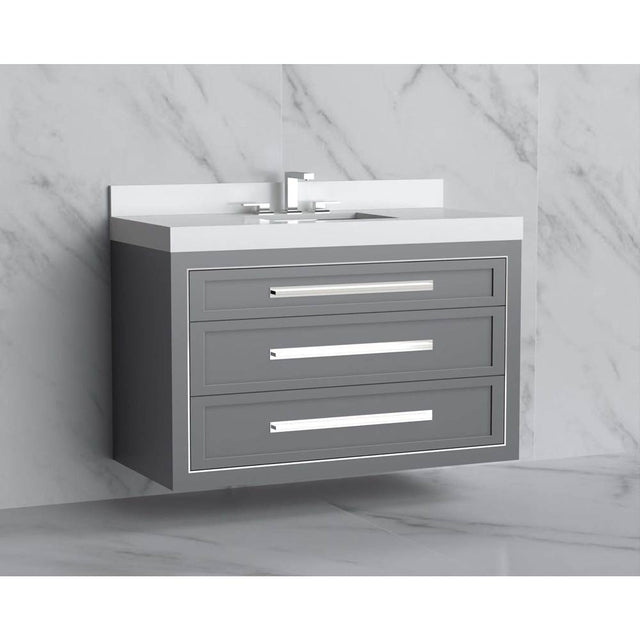 Madeli - Madeli Renaissance 48C'' Wall hung Vanity Cabinet in Studio Grey/HW: Handles Satin Brass(SB) - Studio Gray With Satin Brass