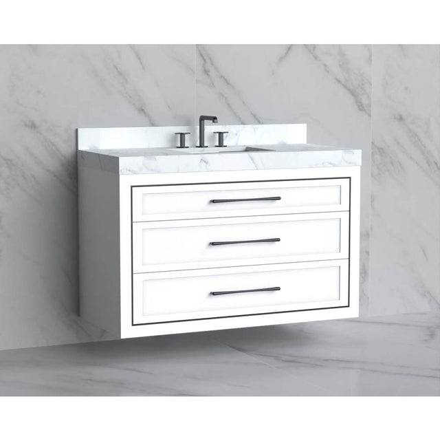Madeli - Madeli Renaissance 48C'' Wall hung Vanity Cabinet in White/HW: Handles Polished Chrome(PC) - White With Polished Chrome