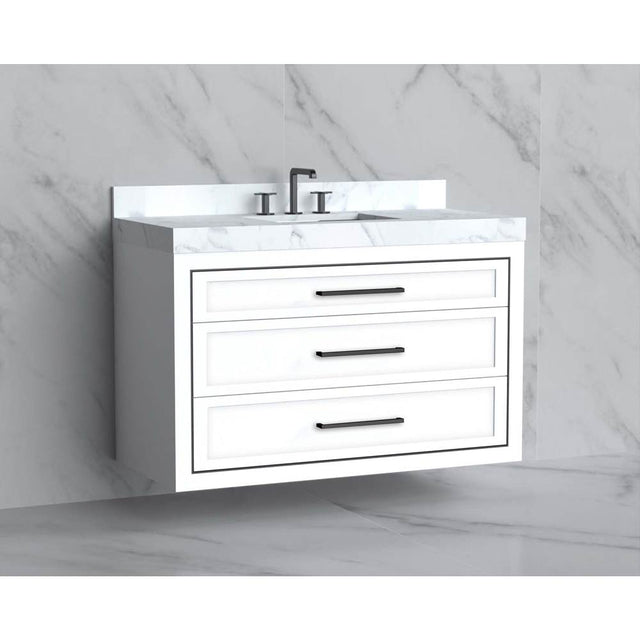 Madeli - Madeli Renaissance 48C'' Wall hung Vanity Cabinet in White/HW: Handles Polished Chrome(PC) - White With Polished Chrome