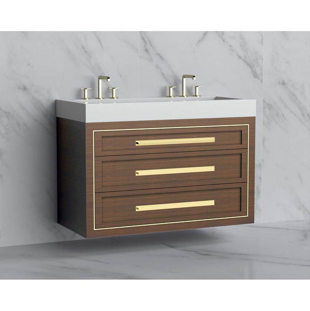 Madeli - Madeli Renaissance 48D'' Wall hung Vanity Cabinet in Brandy/HW: Handles Brushed Nickel(BN) - Brandy With Brushed Nickel