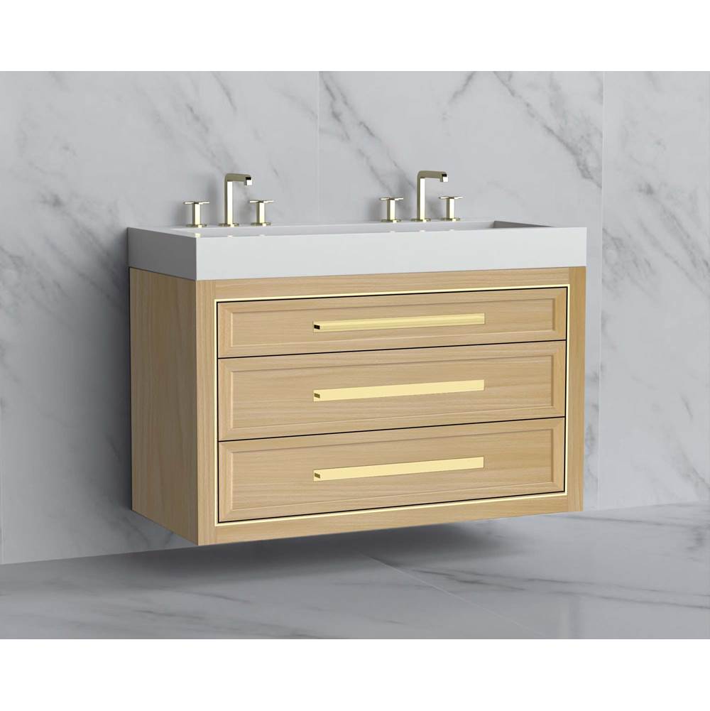 Madeli - Madeli Renaissance 48D'' Wall hung Vanity Cabinet in Natural Oak/HW: Handles Polished Nickel(PN) - Natural Oak With Polished Nickel