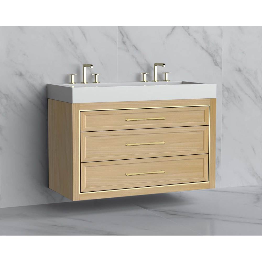 Madeli - Madeli Renaissance 48D'' Wall hung Vanity Cabinet in Natural Oak/HW: Handles Polished Nickel(PN) - Natural Oak With Polished Nickel