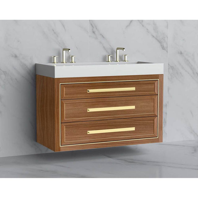 Madeli - Madeli Renaissance 48D'' Wall hung Vanity Cabinet in Natural Walnut/HW: Handles Brushed Nickel(BN) - Natural Walnut With Brushed Nickel
