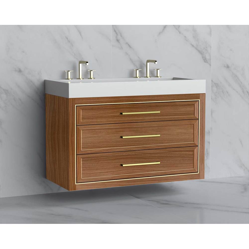 Madeli - Madeli Renaissance 48D'' Wall hung Vanity Cabinet in Natural Walnut/HW: Handles Brushed Nickel(BN) - Natural Walnut With Brushed Nickel