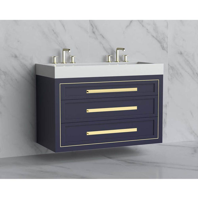 Madeli - Madeli Renaissance 48D'' Wall hung Vanity Cabinet in Sapphire/HW: Handles Satin Brass(SB) - Sapphire With Satin Brass