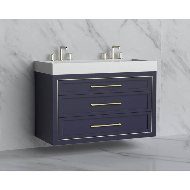 Madeli - Madeli Renaissance 48D'' Wall hung Vanity Cabinet in Sapphire/HW: Handles Polished Nickel(PN) - Sapphire With Polished Nickel