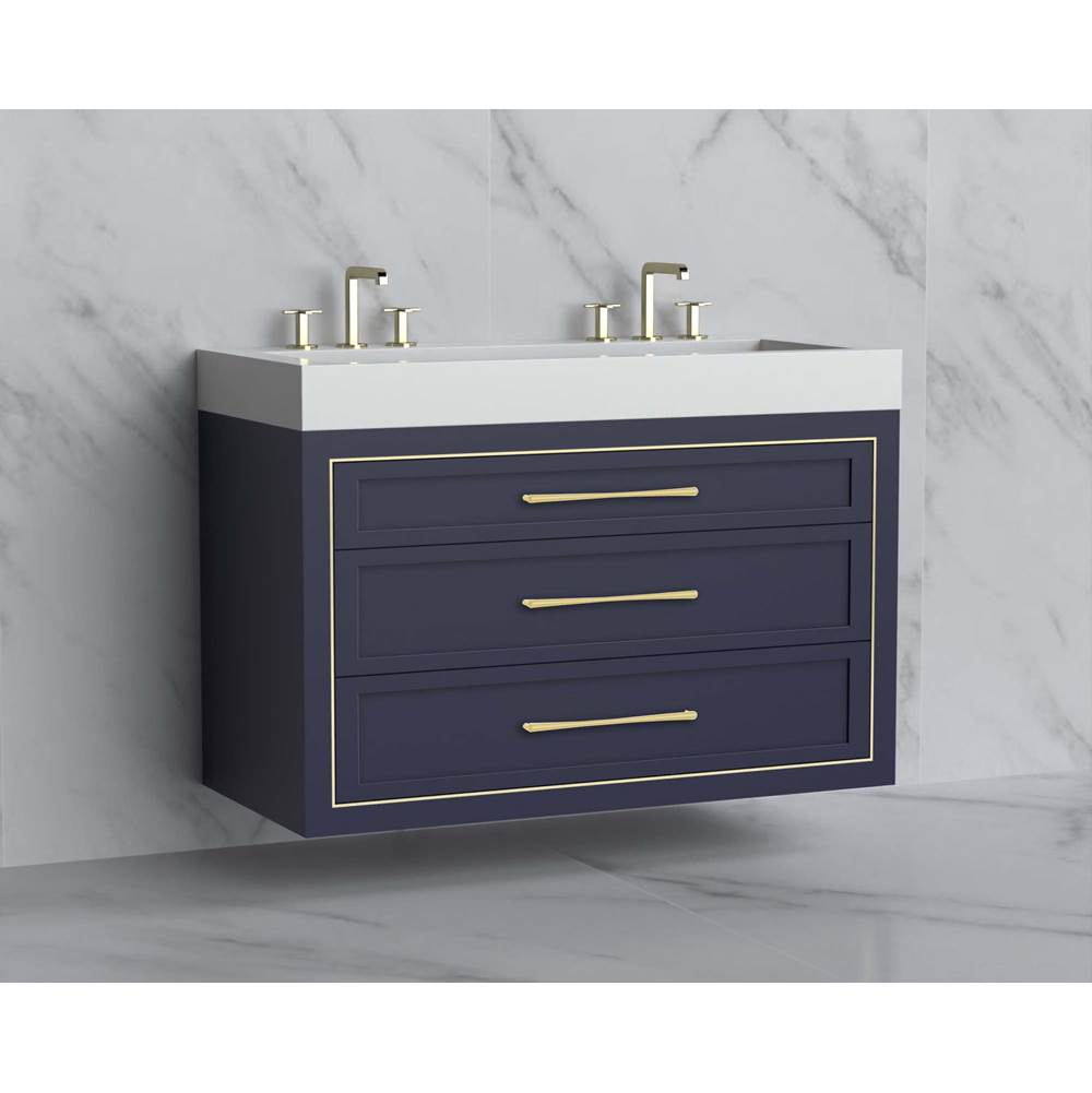 Madeli - Madeli Renaissance 48D'' Wall hung Vanity Cabinet in Sapphire/HW: Handles Satin Brass(SB) - Sapphire With Satin Brass
