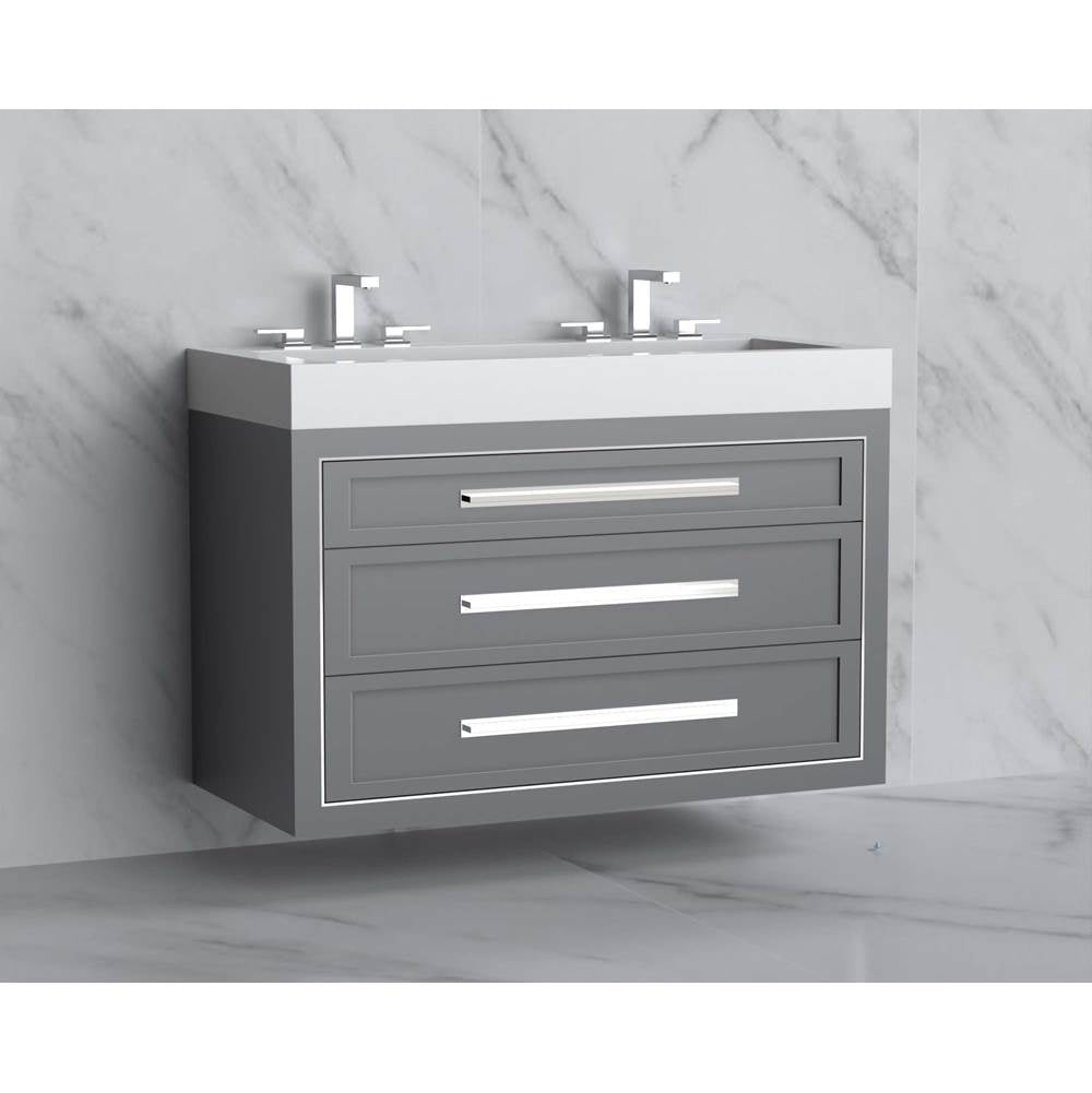 Madeli - Madeli Renaissance 48D'' Wall hung Vanity Cabinet in Studio Grey/HW: Handles Polished Nickel(PN) - Studio Gray With Polished Nickel