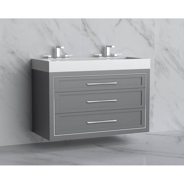 Madeli - Madeli Renaissance 48D'' Wall hung Vanity Cabinet in Studio Grey/HW: Handles Polished Nickel(PN) - Studio Gray With Polished Nickel