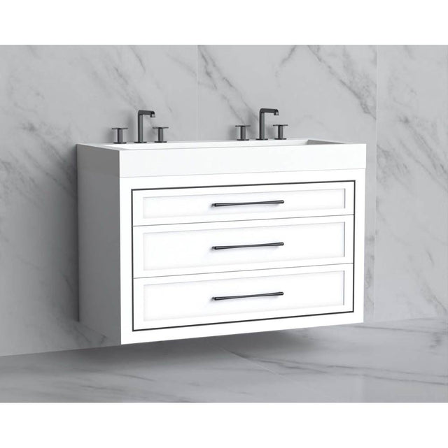 Madeli - Madeli Renaissance 48D'' Wall hung Vanity Cabinet in White/HW: Handles Matte Black(MB) - White With Matte Black