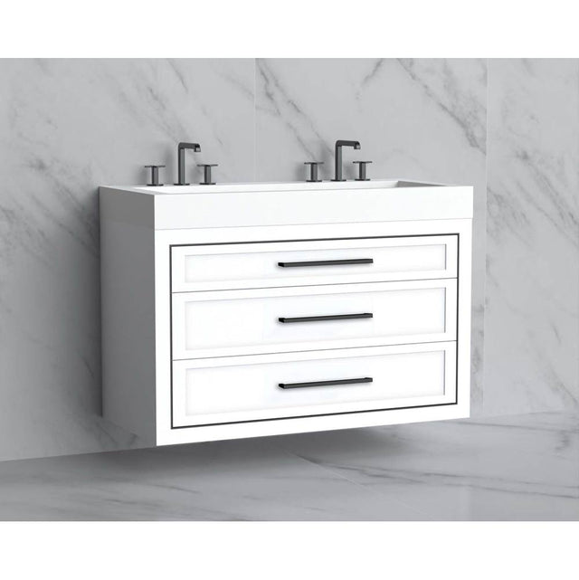 Madeli - Madeli Renaissance 48D'' Wall hung Vanity Cabinet in White/HW: Handles Polished Nickel(PN) - White With Polished Nickel