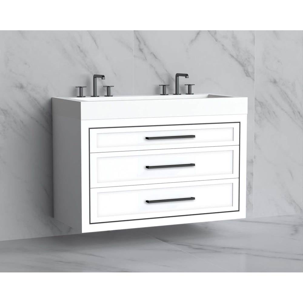 Madeli - Madeli Renaissance 48D'' Wall hung Vanity Cabinet in White/HW: Handles Satin Brass(SB) - White With Satin Brass