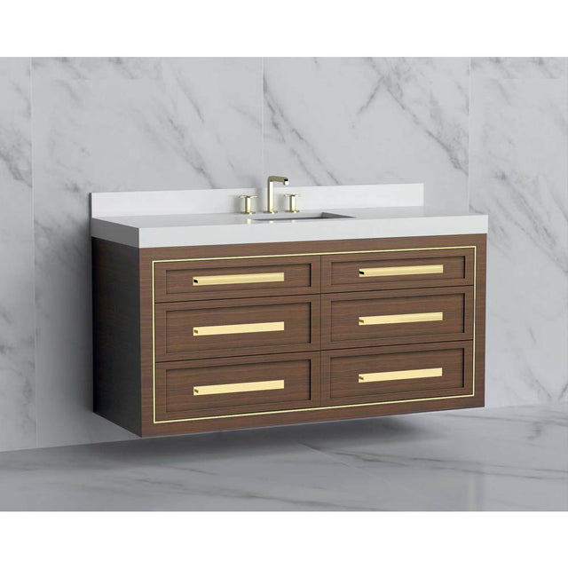 Madeli - Madeli Renaissance 60C'' Wall hung Vanity Cabinet in Brandy/HW: Handles Matte Black(MB) - Brandy With Matte Black