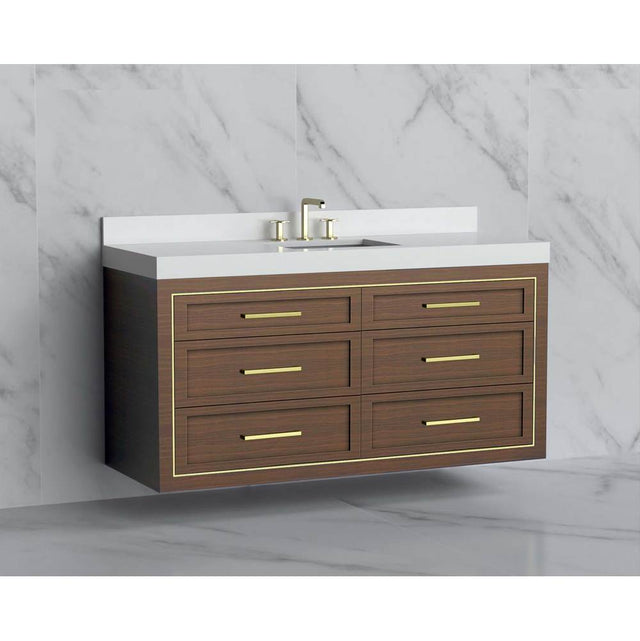Madeli - Madeli Renaissance 60C'' Wall hung Vanity Cabinet in Brandy/HW: Handles Matte Black(MB) - Brandy With Matte Black