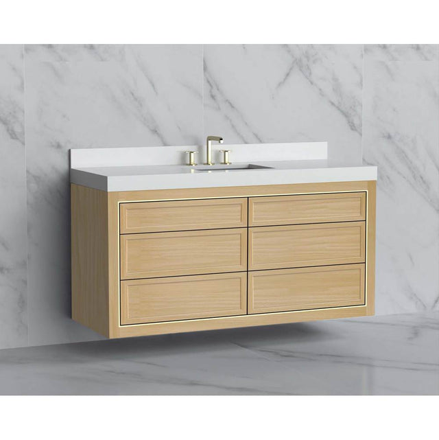Madeli - Madeli Renaissance 60C'' Wall hung Vanity Cabinet in Natural Oak/HW: No Handles - Inlay Polished Chrome(PC) - Natural Oak With Polished Chrome