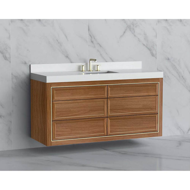 Madeli - Madeli Renaissance 60C'' Wall hung Vanity Cabinet in Natural Walnut/HW: No Handles - Inlay Matte Black(MB) - Natural Walnut With Matte Black