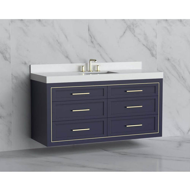 Madeli - Madeli Renaissance 60C'' Wall hung Vanity Cabinet in Sapphire/HW: Handles Satin Brass(SB) - Sapphire With Satin Brass