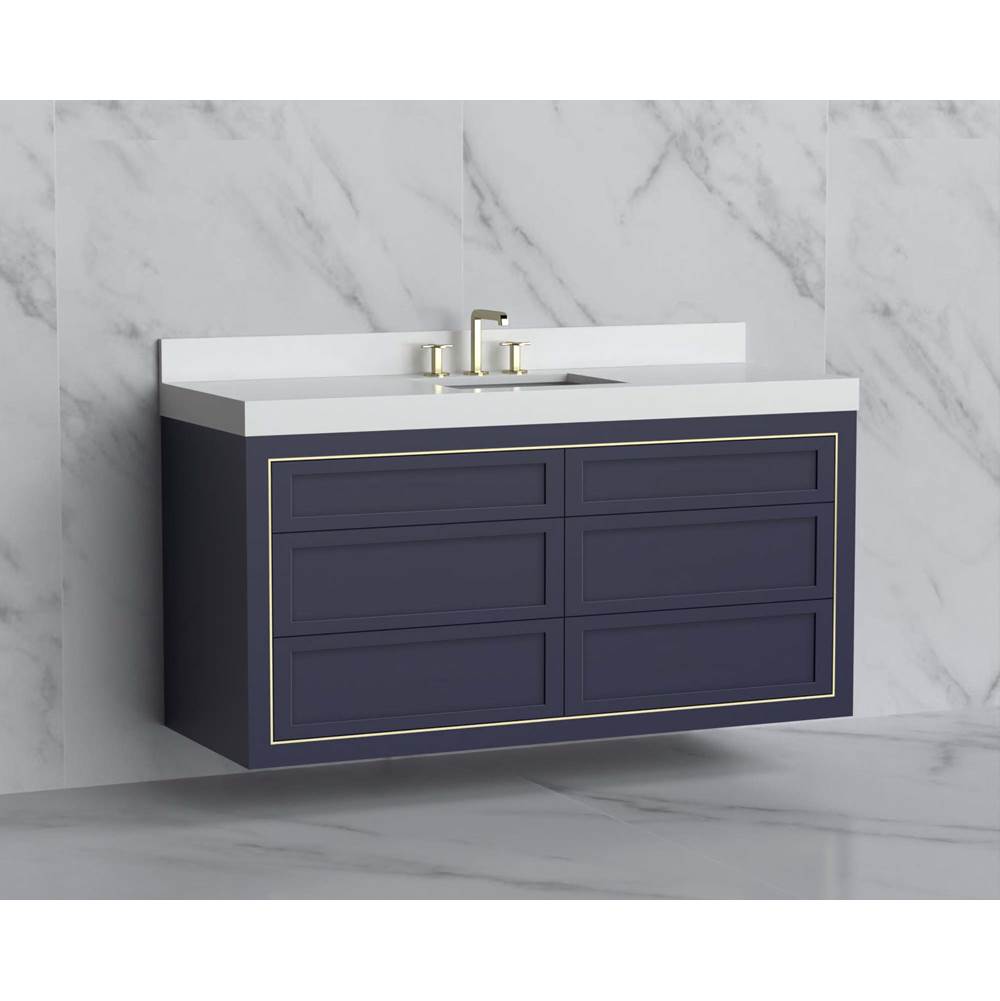 Madeli - Madeli Renaissance 60C'' Wall hung Vanity Cabinet in Sapphire - No Handles - Inlay in Matte Black(MB) - Sapphire With Matte Black