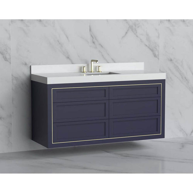 Madeli - Madeli Renaissance 60C'' Wall hung Vanity Cabinet in Sapphire - No Handles - Inlay in Polished Chrome(PC) - Sapphire With Polished Chrome