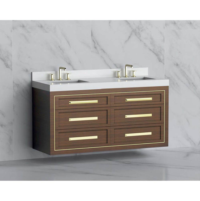 Madeli - Madeli Renaissance 60D'' Wall hung Vanity Cabinet in Brandy/HW: Handles Polished Chrome(PC) - Brandy With Polished Chrome