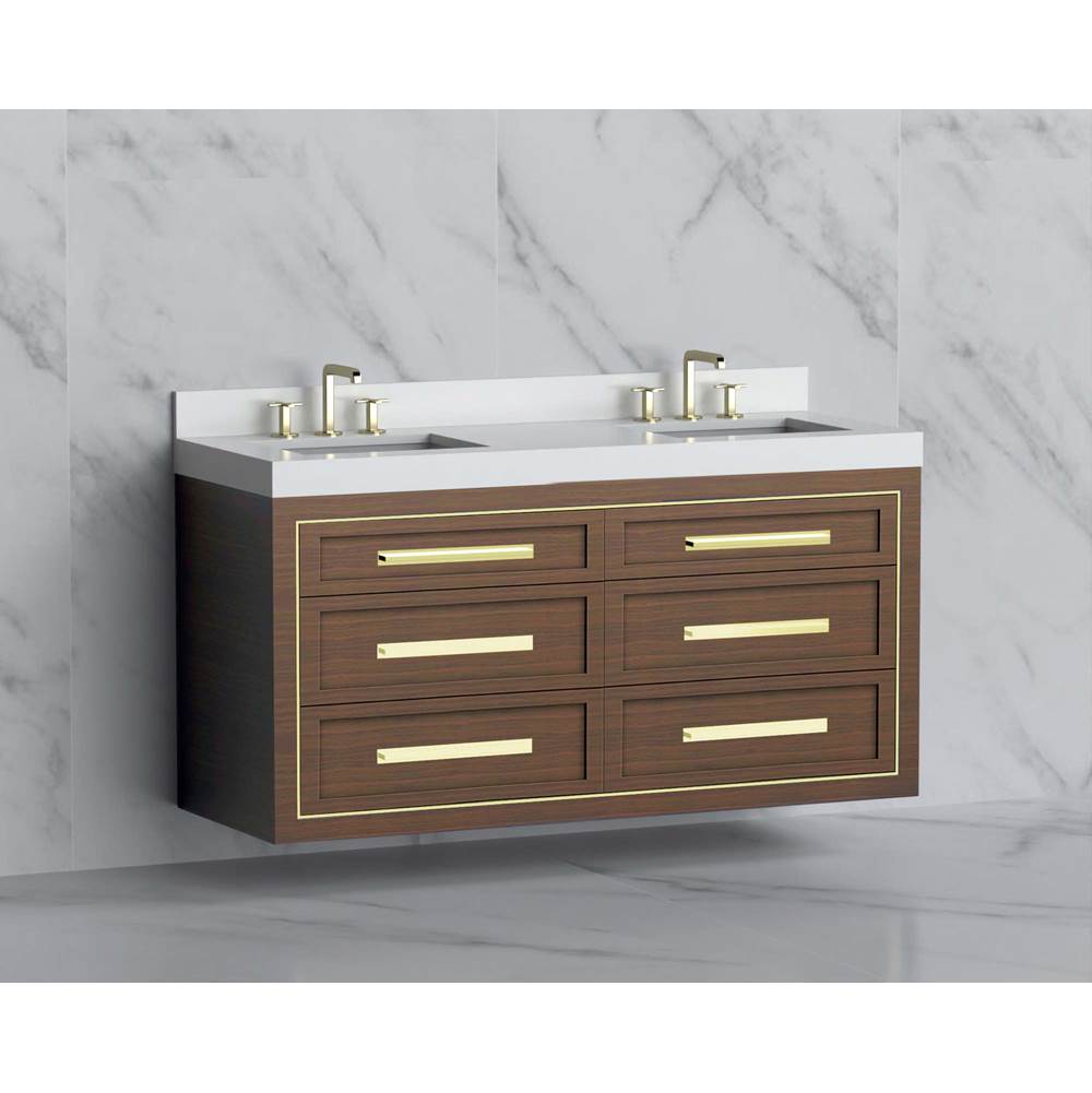 Madeli - Madeli Renaissance 60D'' Wall hung Vanity Cabinet in Brandy/HW: Handles Polished Nickel(PN) - Brandy With Polished Nickel